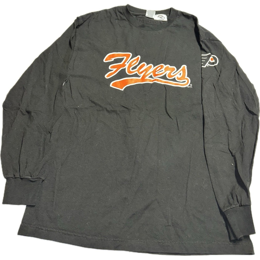 Philly Flyers Long Sleeve Black Shirt CCM Men's L Hockey NHL Spell‎ Out